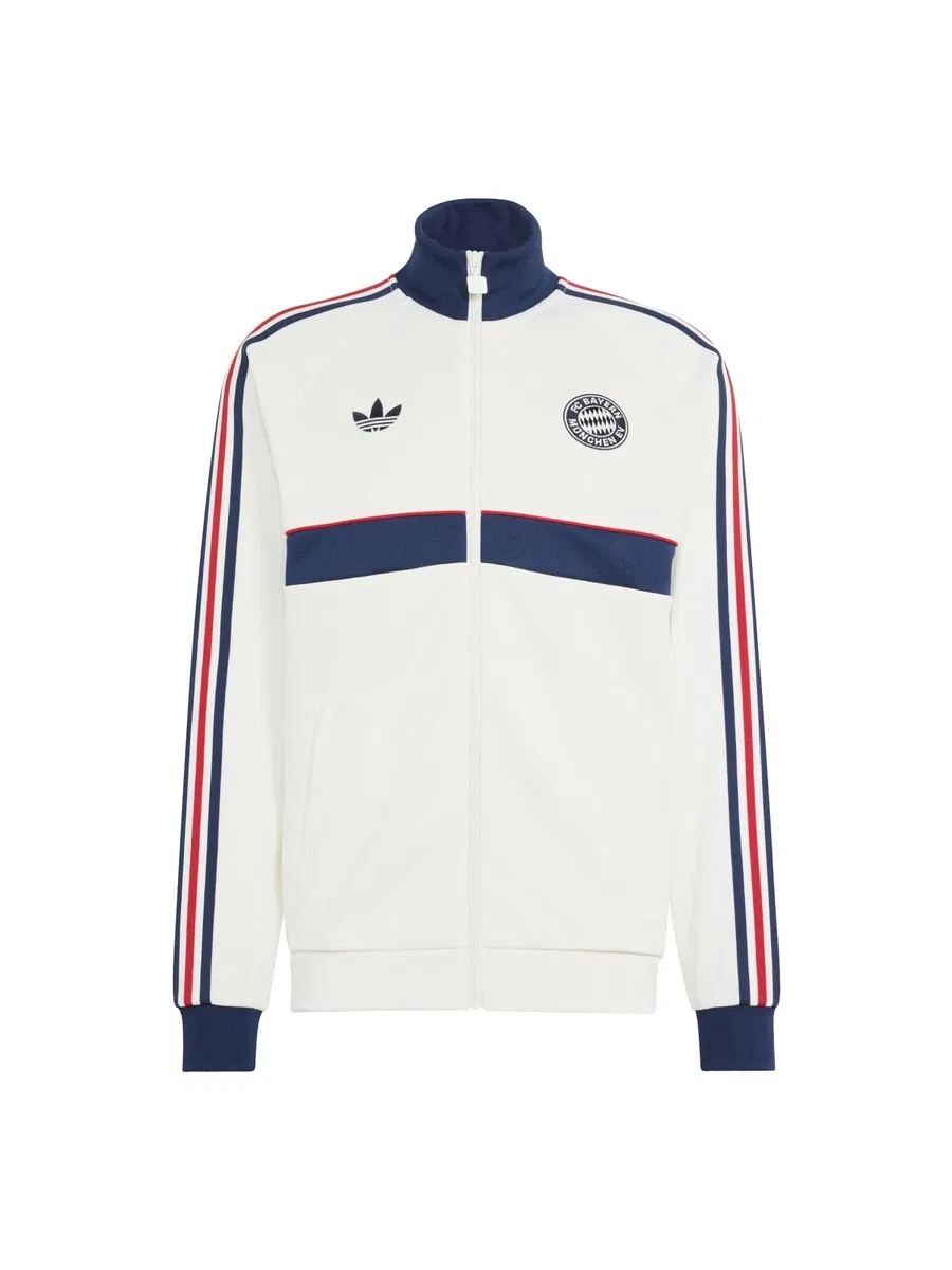 Худи на молнии ADIDAS ORIGINALS 'FC Bayern Munchen' из шерсти белого цвета