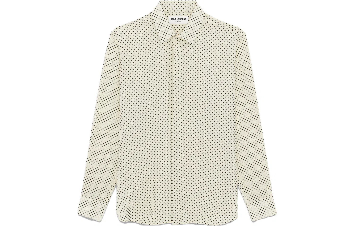Мужская рубашка с длинным рукавом с гороховым принтом SAINT LAURENT, Ecru