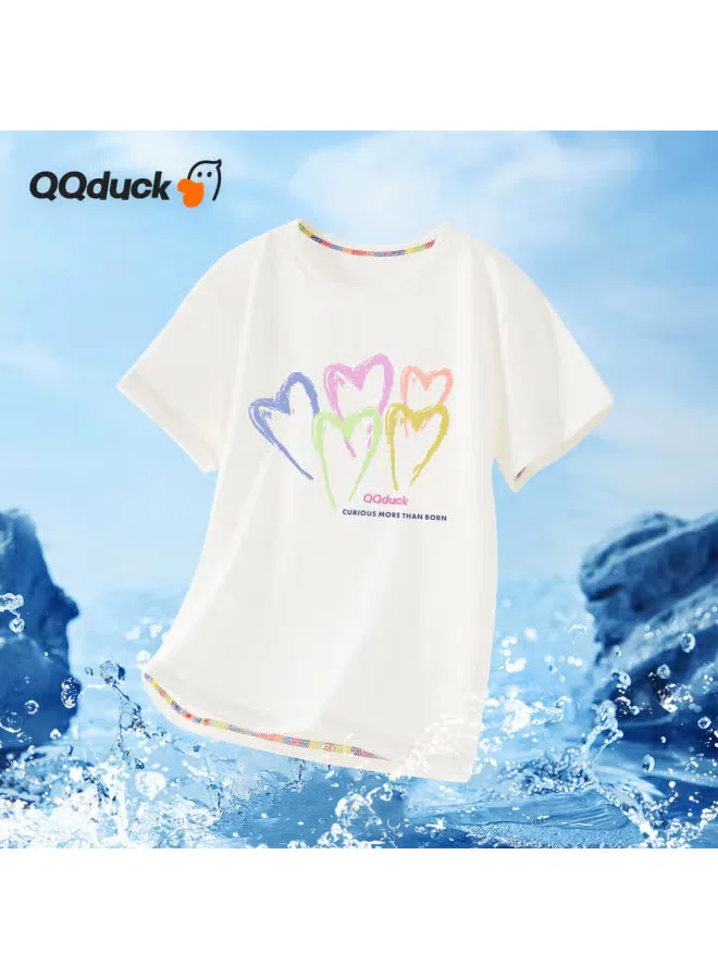 Футболка с принтом сердечек для детей Qq Duck, белый