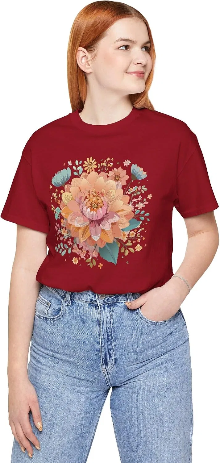 Футболка с цветочным принтом Bella Canvas 3001, Canvas Red