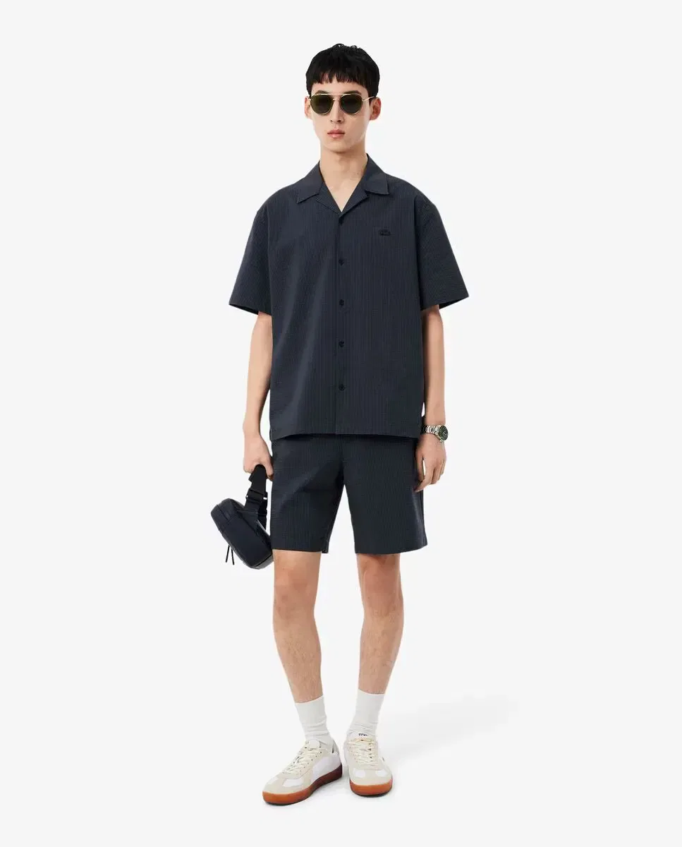 Мужские шорты из хлопкового сюрсака Lacoste, Negro — фото 4