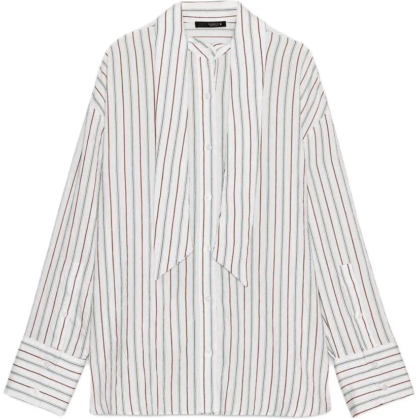 Женская рубашка свободного кроя с круглым вырезом Multicolor ZARA