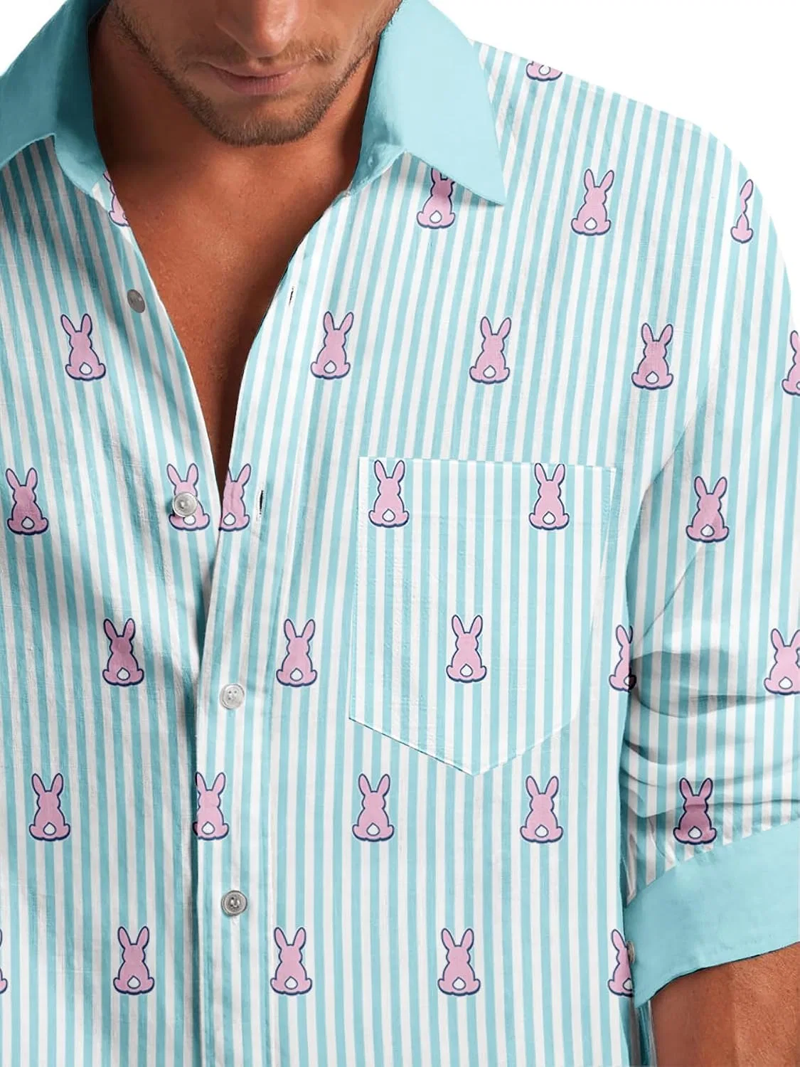 Мужская гавайская рубашка с принтом кролика Easter, 09#easter — фото 4
