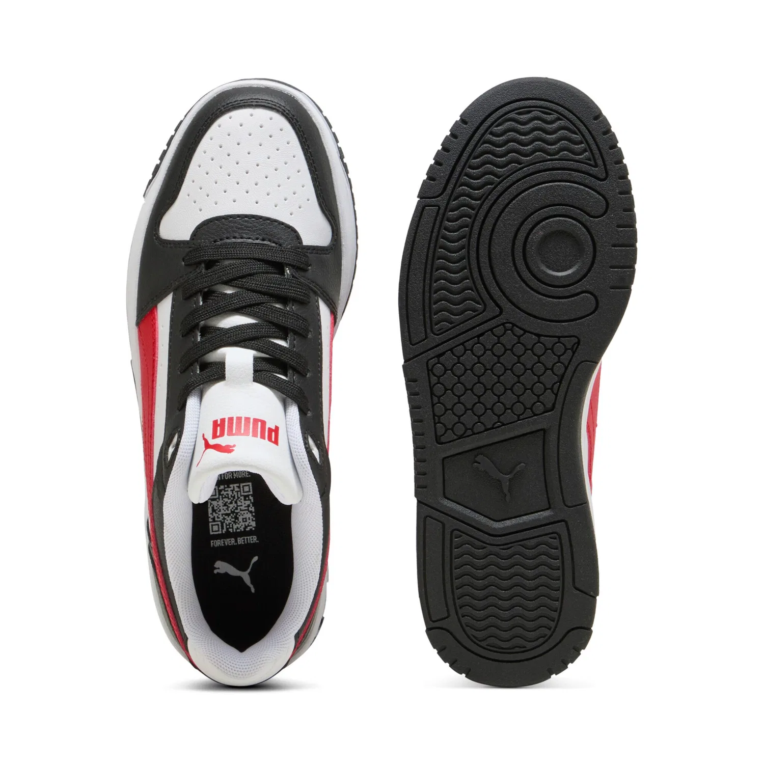Детские кроссовки динамичные на шнуровке PUMA, Black/Red/White — фото 4