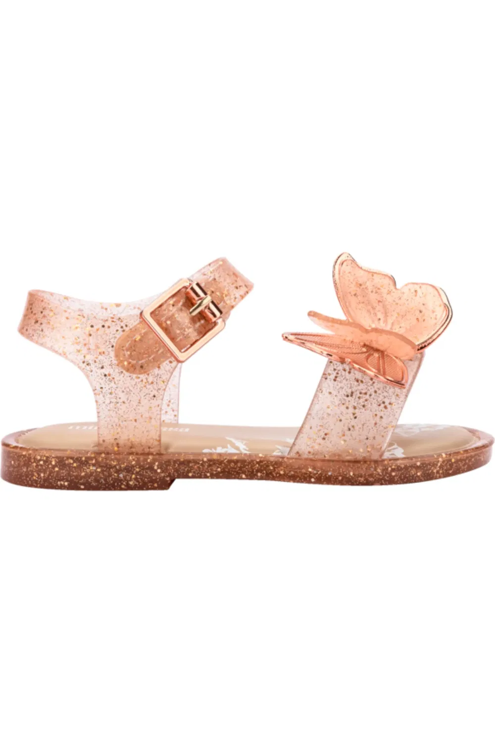 Сандалии детские с бабочками Fly III Mini Melissa, Beige Glitter — фото 2