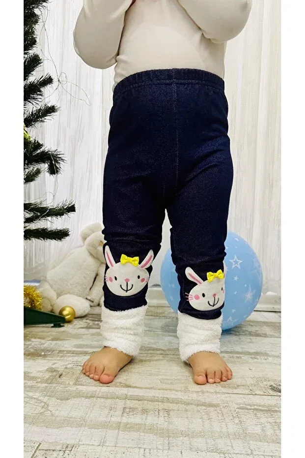 Детские леггинсы для девочек с вышивкой Td Collection, Jeans Blue — фото 4