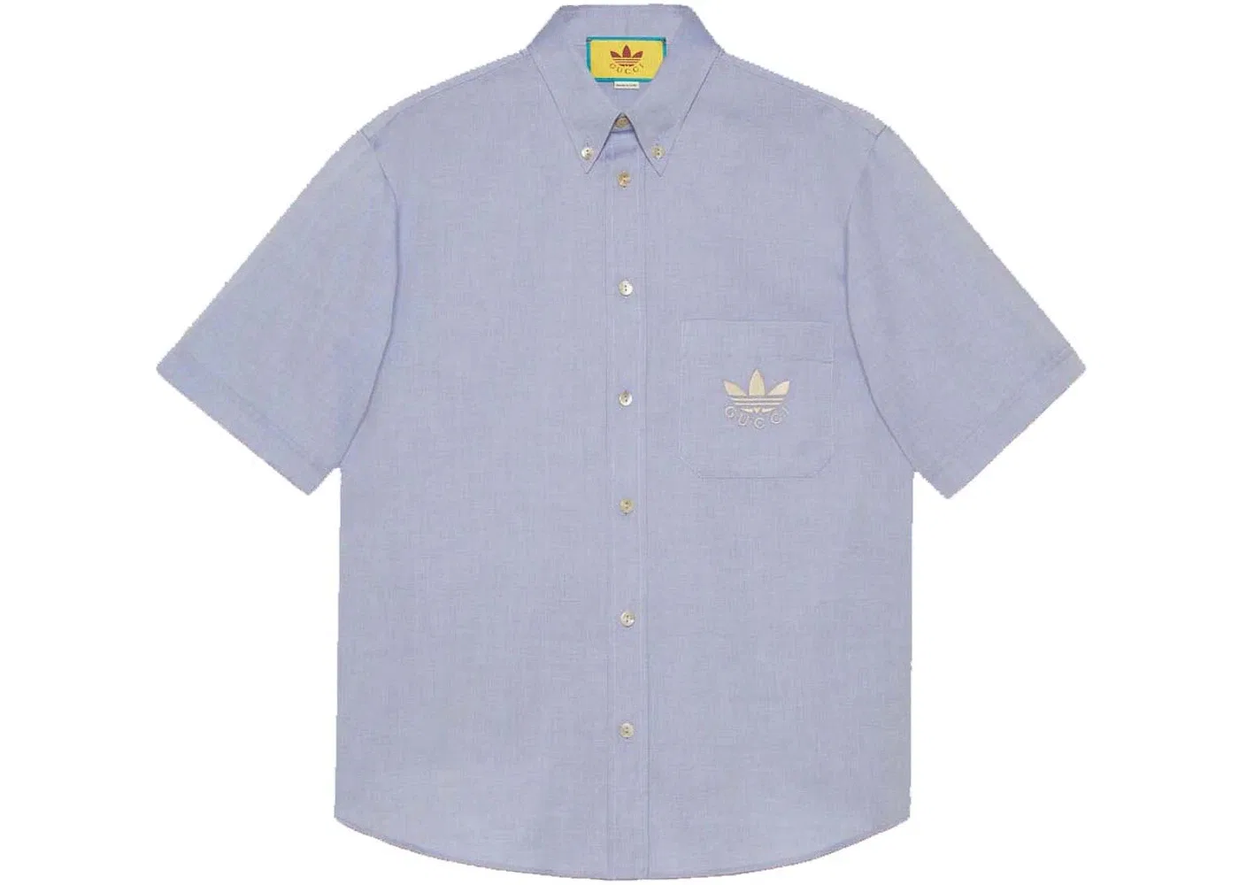 Мужская рубашка хлопковая Gucci x Adidas Oxford Cotton Shirt Gucci, Light Blue