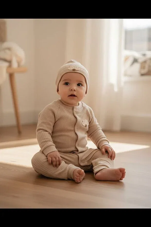 Детский комбинезон для новорожденных хлопковый Soft bear jumpsuit The Nest Kids, Beige — фото 2