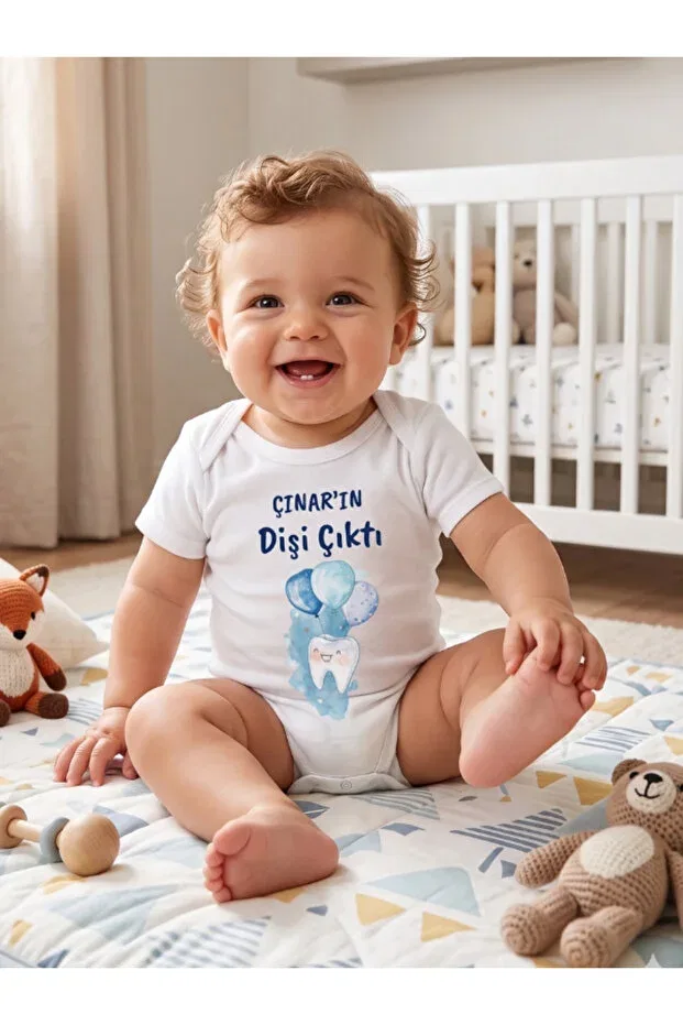 Детское боди для мальчиков с принтом My Tooth Came Out Eggbaby, White — фото 4