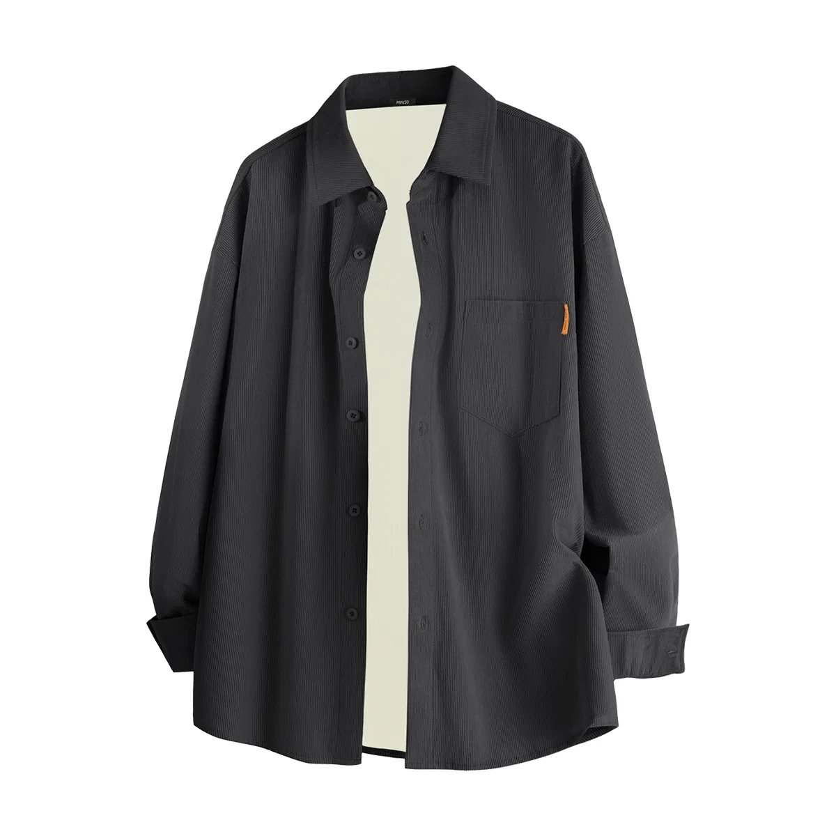 Детская рубашка с воротником утепленная на флисе MINISO, Dark Gray