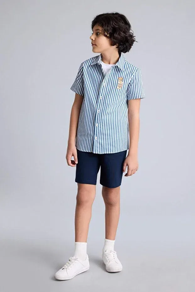 Детские шорты для мальчиков хлопковые Basic Defacto, Navy Blue-Nv135 — фото 3