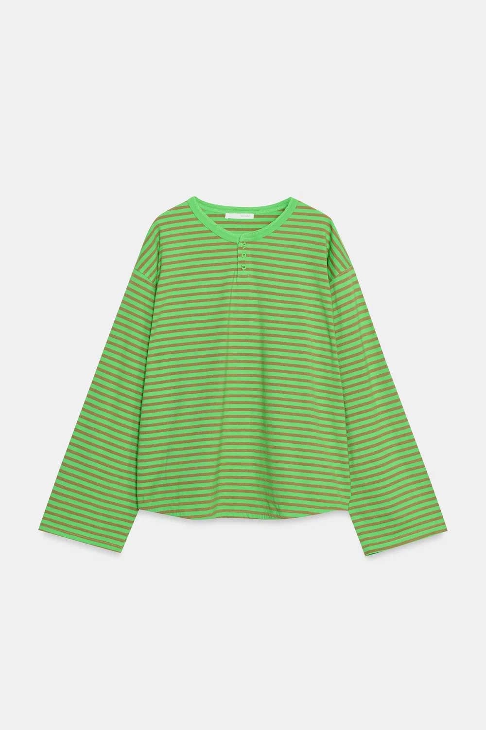 Полосатая футболка с длинными рукавами ZARA, Green — фото 4