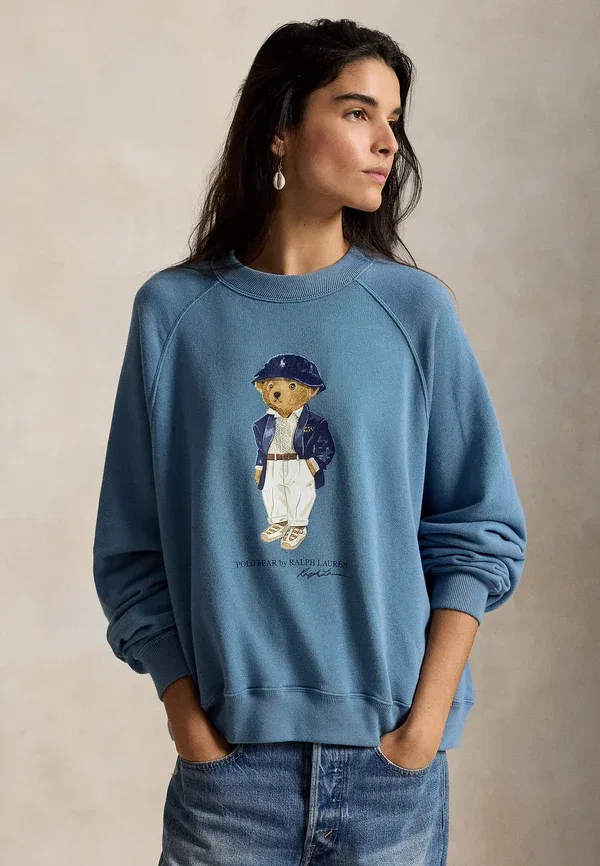 Свитшот с принтом Polo bear lightweight crewneck, Polo Ralph Lauren, Camp Blue, синий