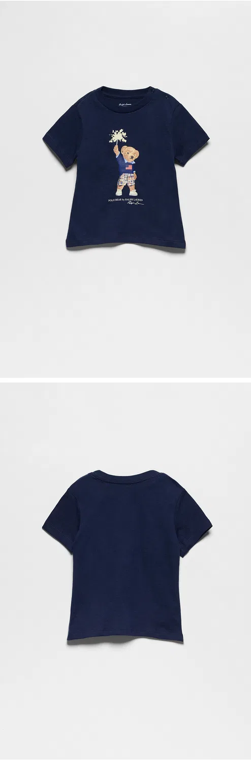 Детская футболка Polo Bear из хлопкового джерси тёмно-синего цвета от Polo Ralph Lauren Children — фото 3