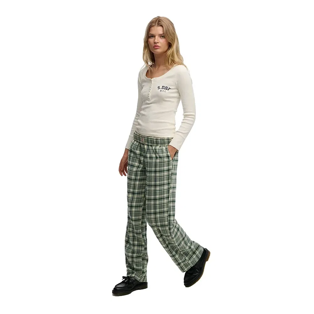 Женские брюки свободного кроя с клетчатым принтом Check Elastic Superdry, Green — фото 3