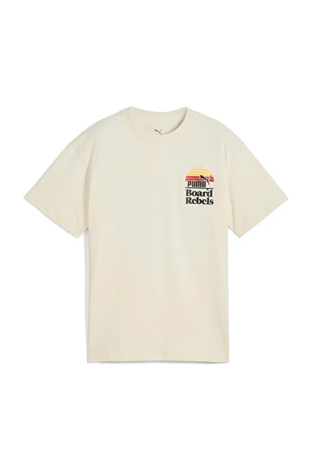 Детская футболка с принтом Unisexmid90S graphic tee beige tangled with the toy short sleeve t-shirt Puma, Beige-102230825 — фото 2