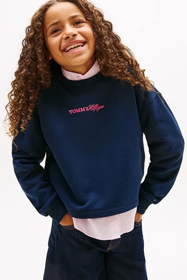 Детские свитшот для девочек с длинным рукавом Tommy Hilfiger, Navy Blue