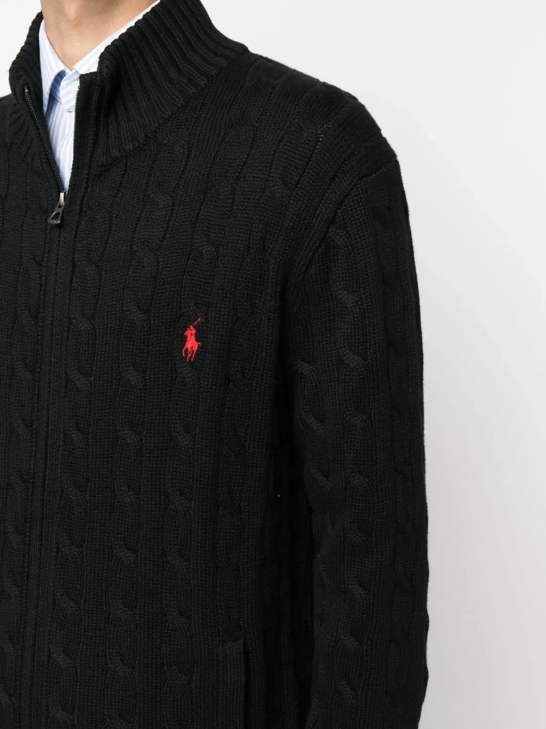 Полосатый Полу-Зип Джемпер Polo Ralph Lauren, черный/красный — фото 2