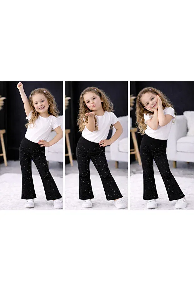 Детские леггинсы для девочек с зауженным низом Mini Kanka, Black