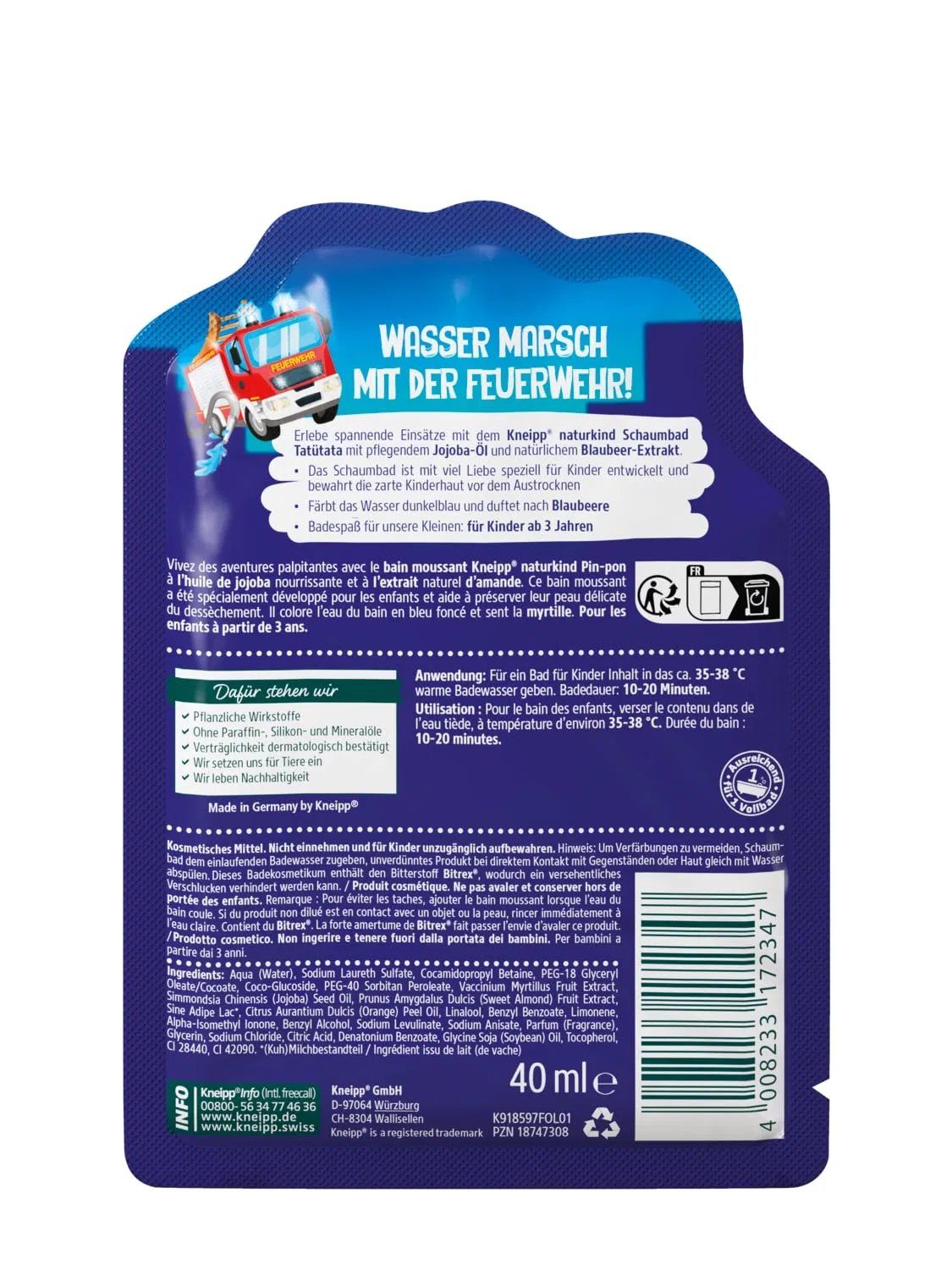 Детская пена для ванны Tatütata, Kneipp, 40 мл, Многоцветный — фото 4