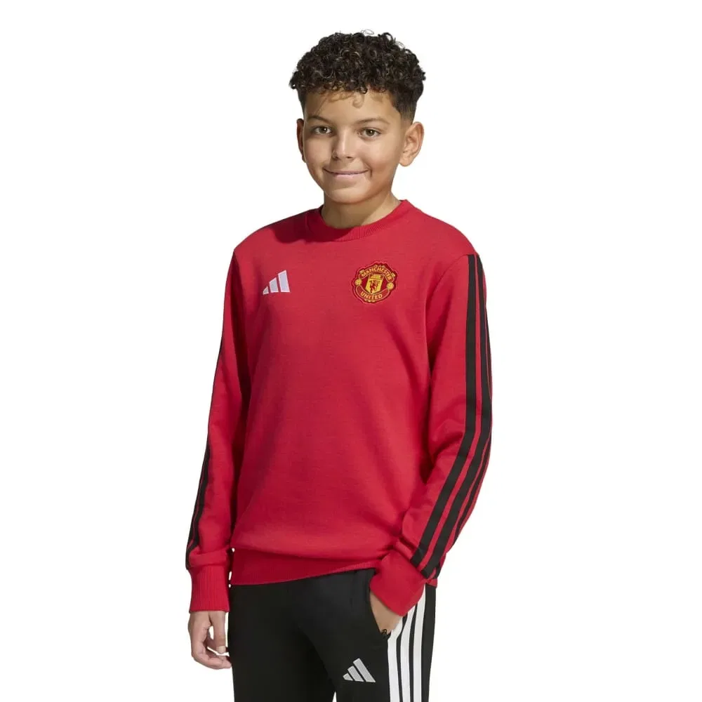 Детский свитшот для девочек с принтом Manchester United Crew Adidas, Red