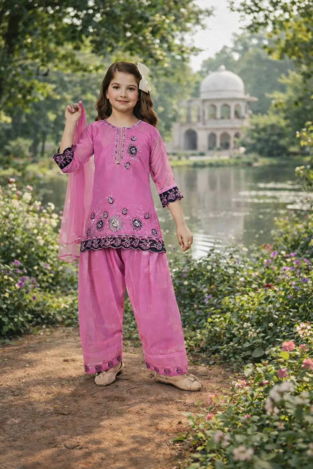 Комплект праздничный с вышивкой Blossom Eid Inaabia, розовый