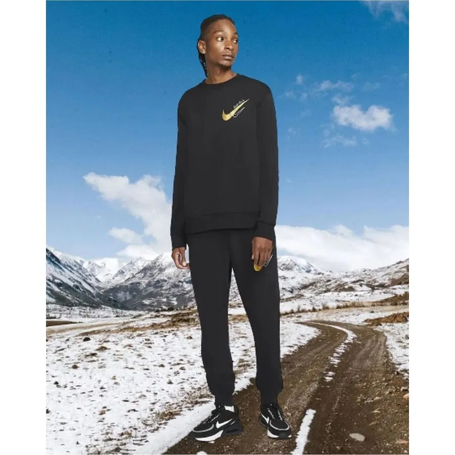 Мужской свитшот из футера с круглым вырезом, модель DR9272-010, Nike, Черный — фото 4