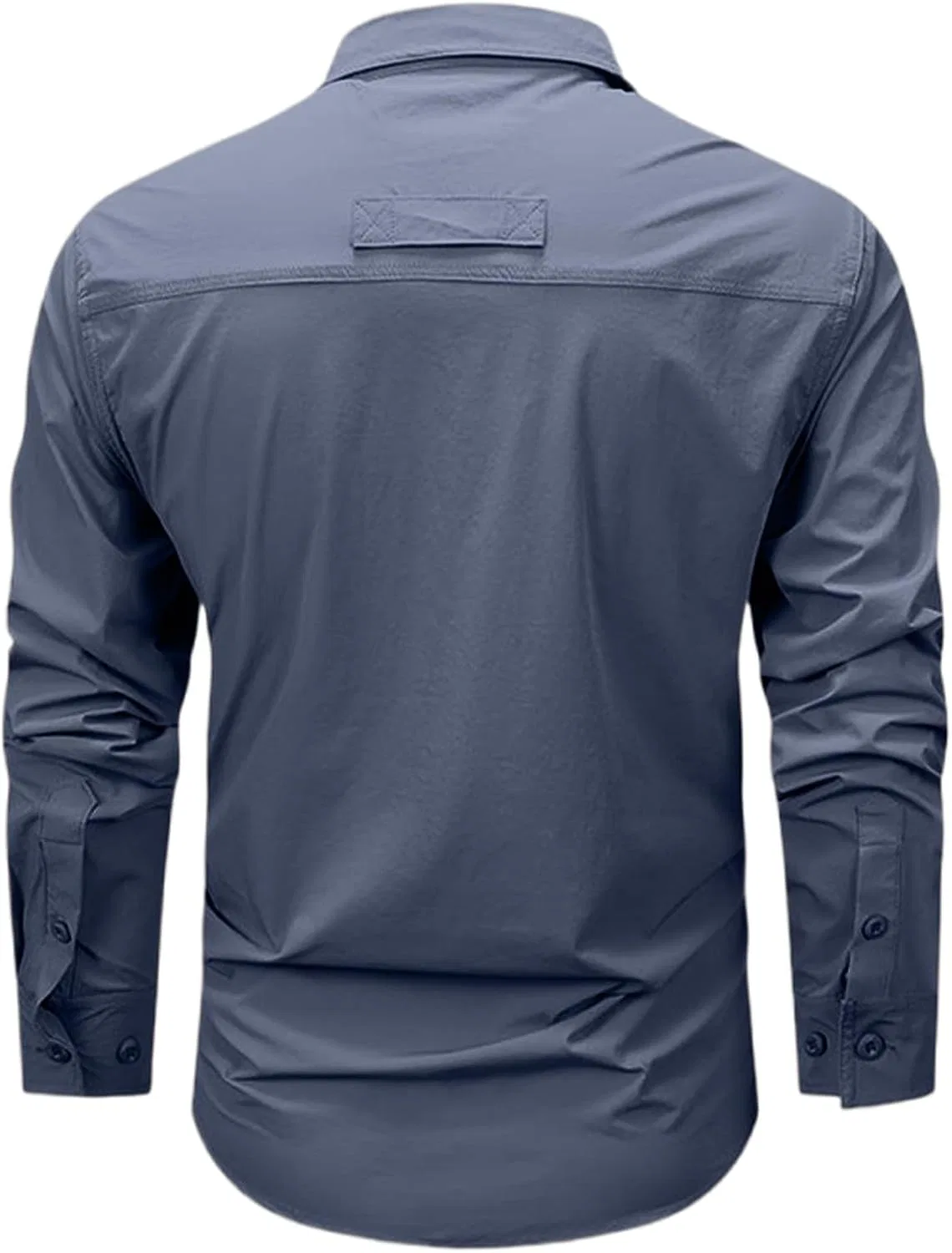 Мужская хлопковая рубашка с длинным рукавом, Cargo Shirts, синий — фото 2