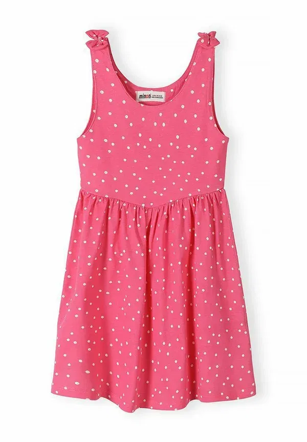 Платье хлопковое Jersey dress Minoti, White, Pink, Apricot, белый/розовый — фото 4