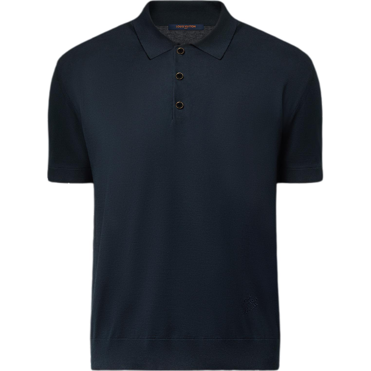 

Хлопковая шелковая поло с коротким рукавом LOUIS VUITTON, темно-синий