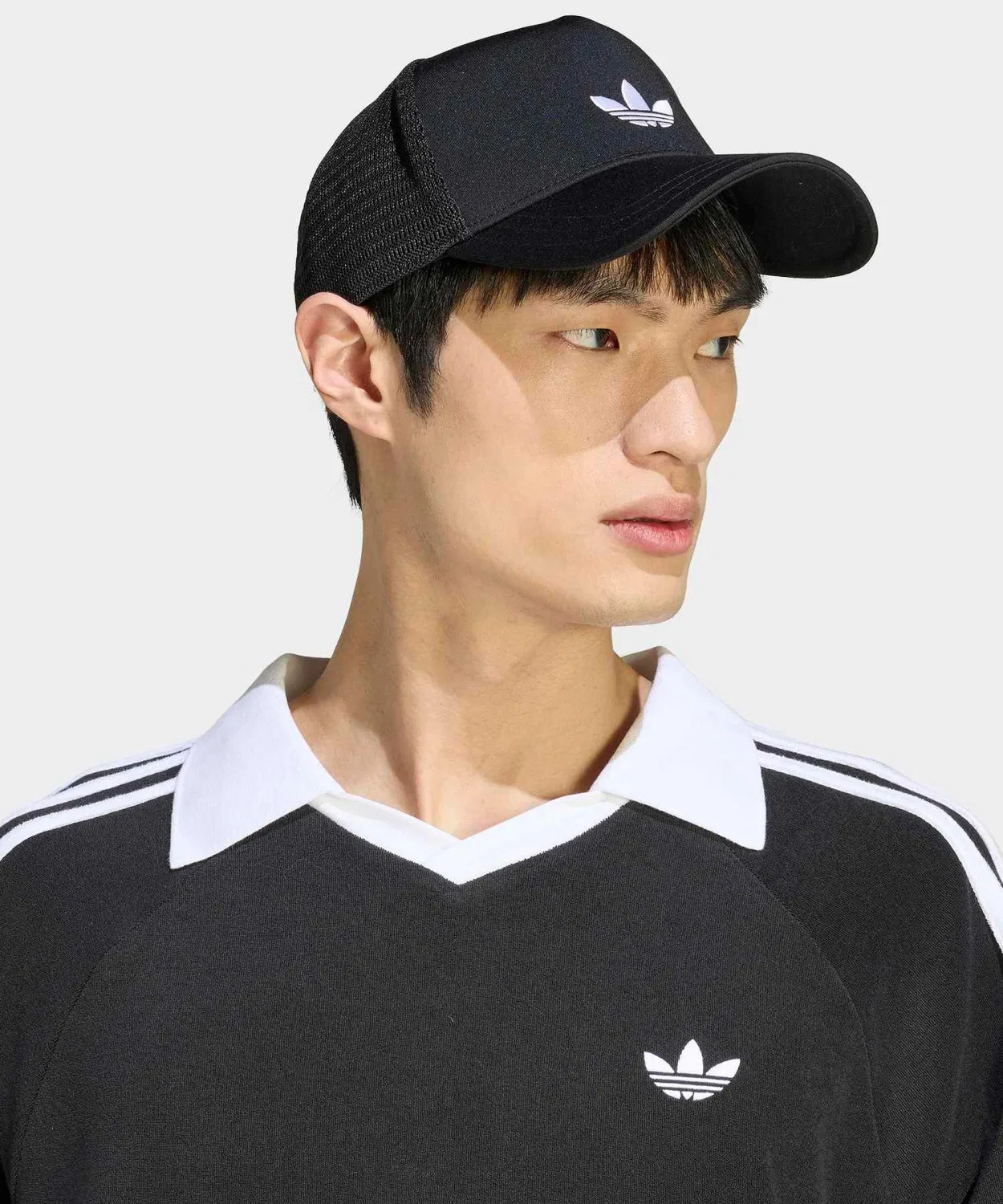 Мужская поло-футболка оверсайз с V-образным вырезом Terry Polo Adidas, Black — фото 3