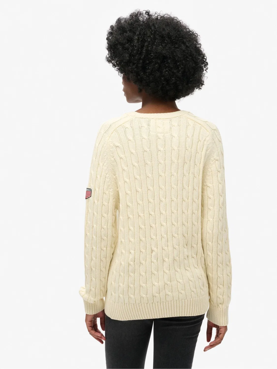 Джемпер свободного кроя с кабельной вязкой Slouchy Cable Knit Superdry, белый — фото 3