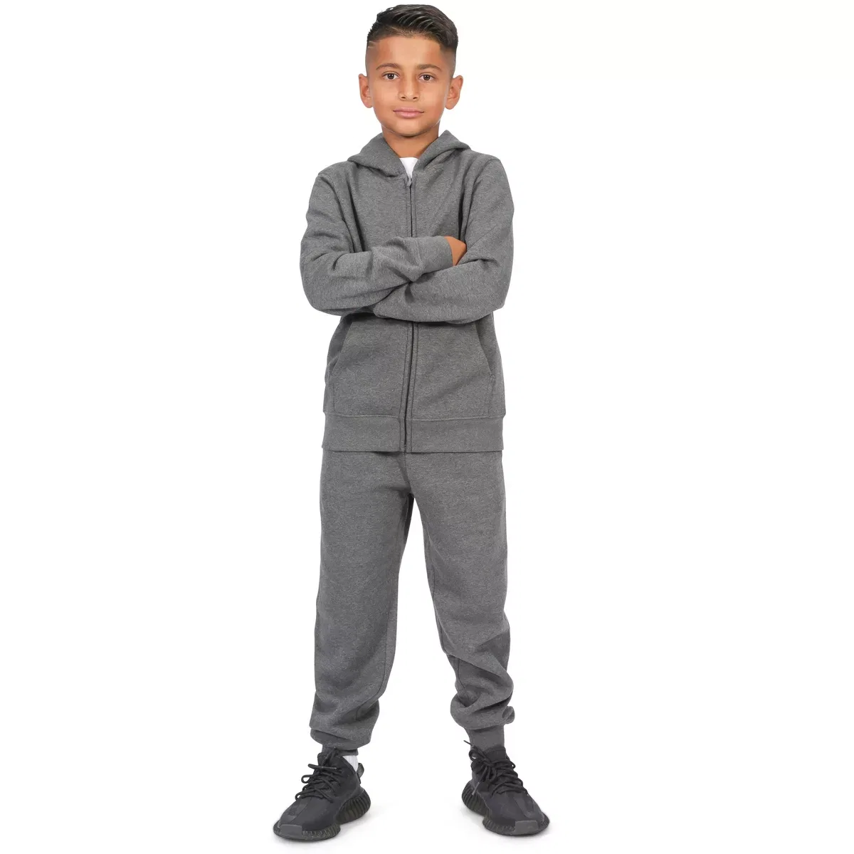 Детская худи на молнии с принтом Everyday Kids, Charcoal Gray — фото 2