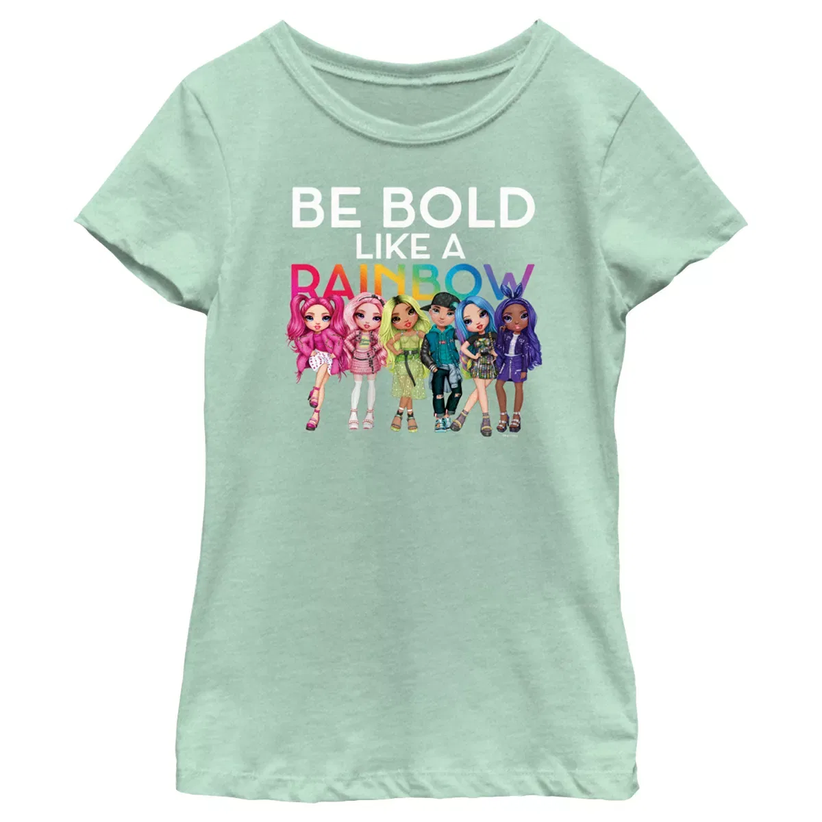 Детская футболка с принтом Be Bold Like a Rainbow Rainbow High, Mint