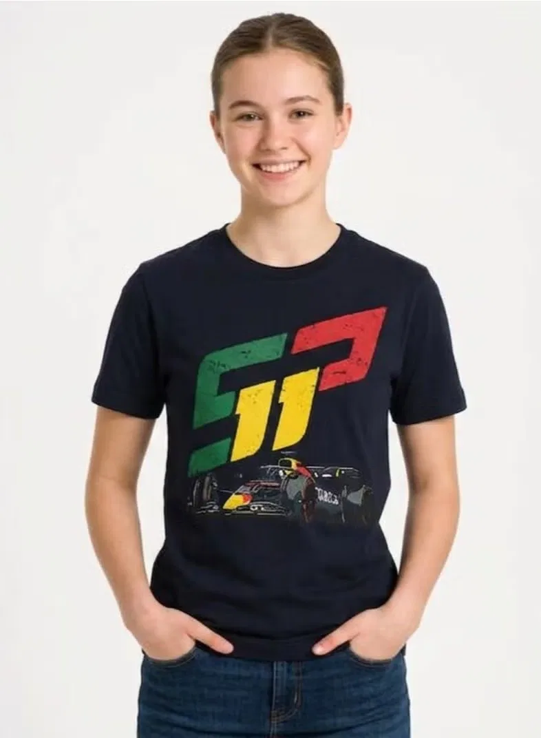 Футболка с принтом Checo Race Car Red Bull, ночное небо