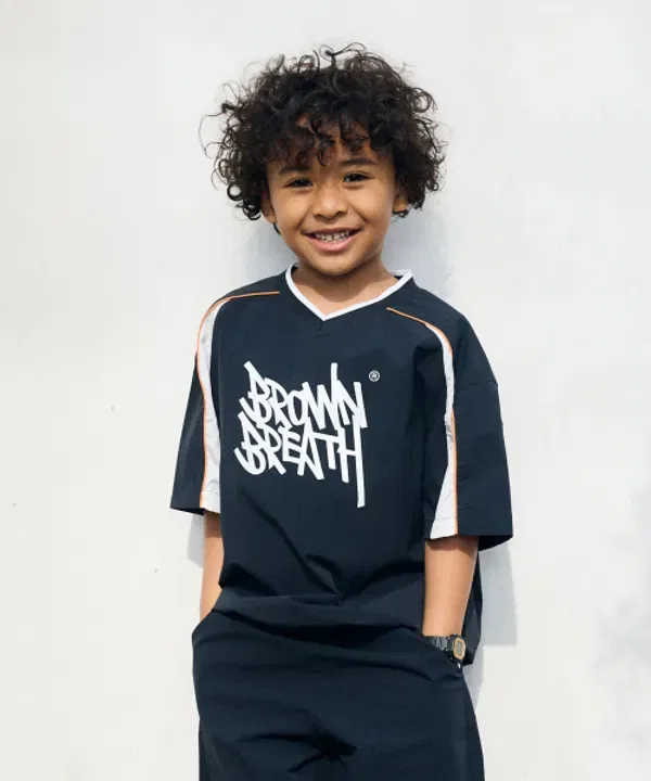 Футболка с коротким рукавом Light Woven Tag, Brownbreath Kids, темно-синий