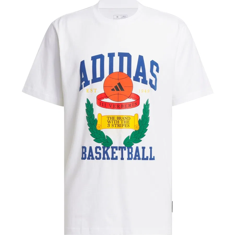 Футболка с графическим принтом Crest Basketball adidas Performance, Белый — фото 3