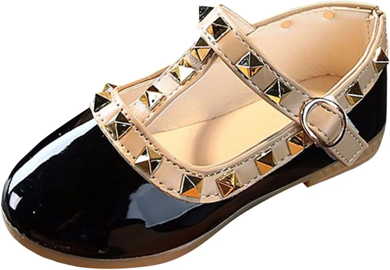 Детские туфли для девочек с блестками Mary Jane Flat Low Heel Princess Dress Shoes, Black