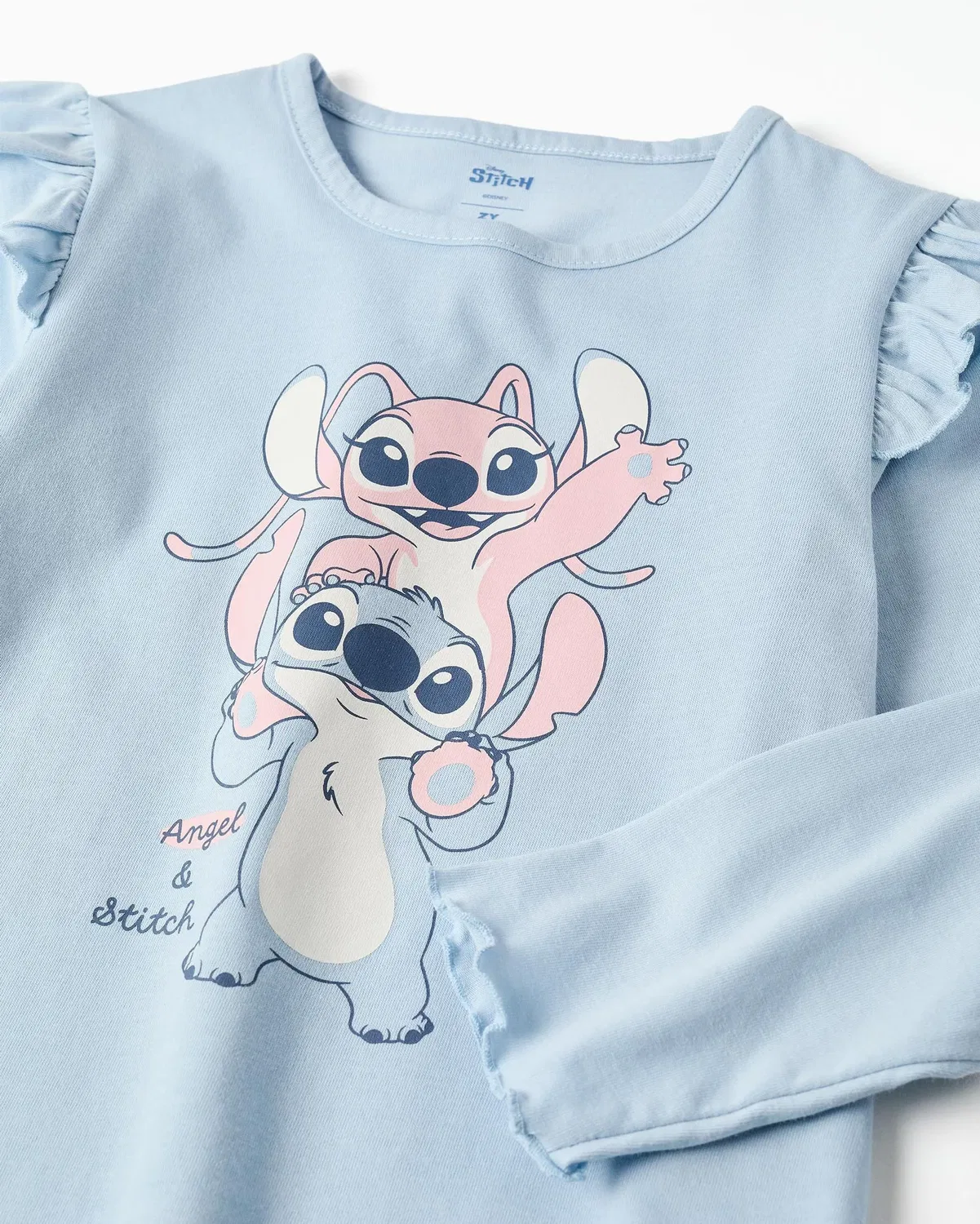 Детская пижама для девочек хлопковая с принтом Stitch y Angel Zippy, Azul Claro — фото 2