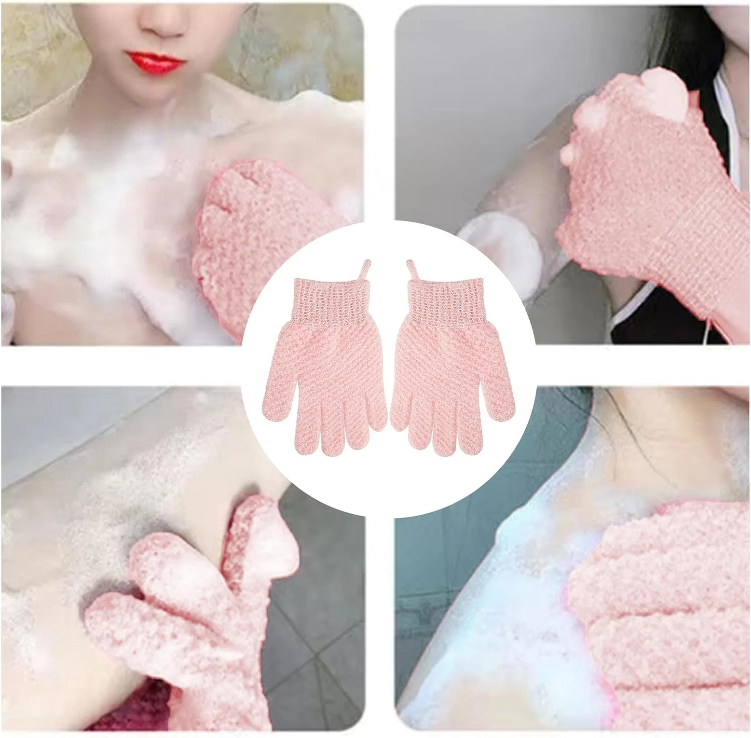 Перчатки для скрабирования тела, Nylon, 19.5 x 12 см, Pink Genérico — фото 4