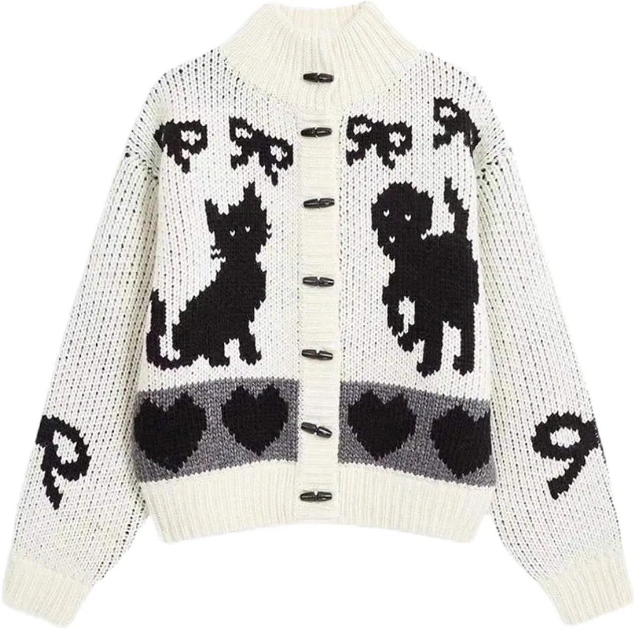 Женский кардиган с принтом Y2K Cute Casual Button Up