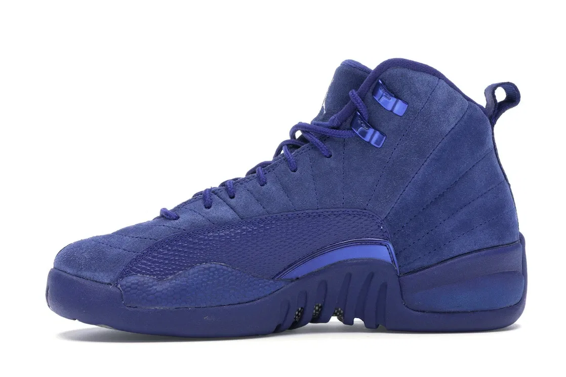 Детские кроссовки Lifestyle с замшевым верхом Jordan 12 Retro, Deep Royal Blue/White-Metallic Silver — фото 3