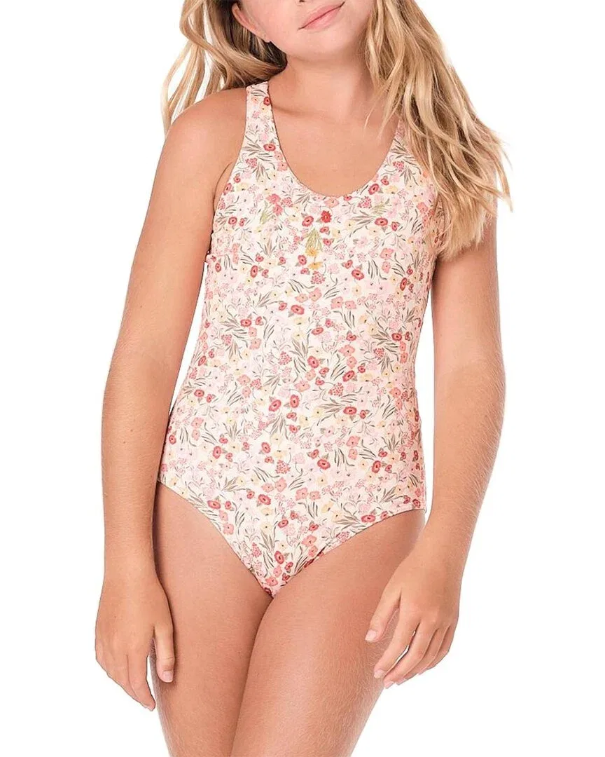 Детский купальник слитный с цветочным принтом Submarine Not Too Basic Swimwear, красный