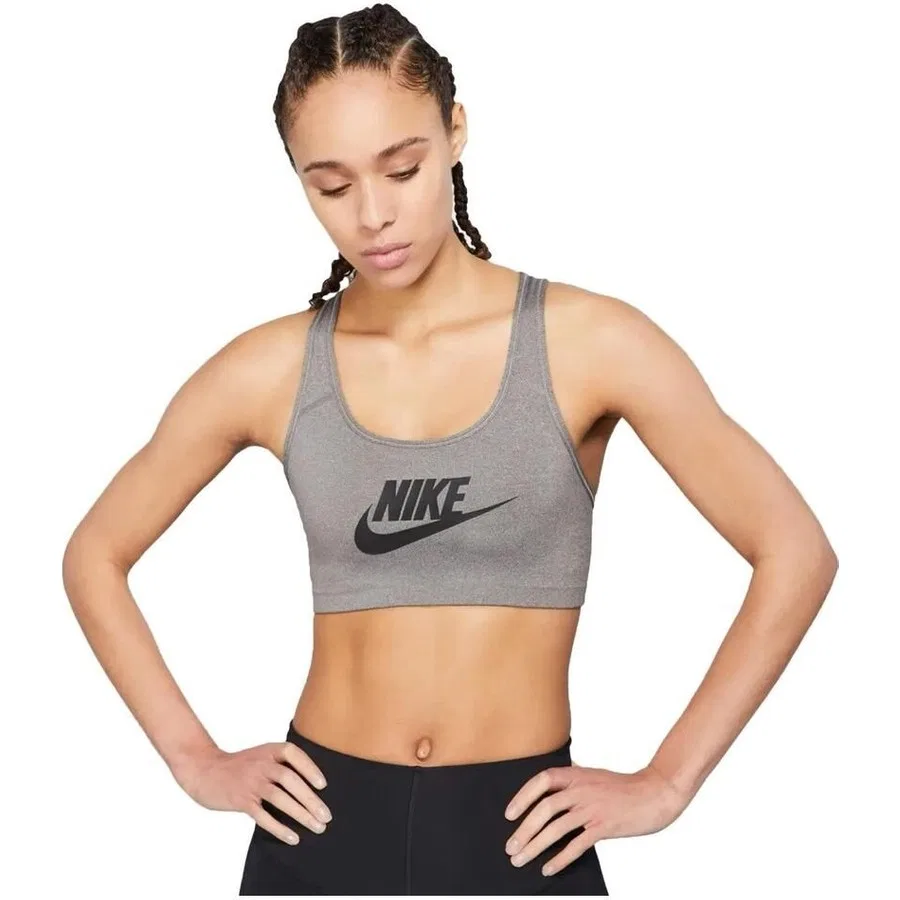 Спортивный бюстгальтер с моделью Swoosh Futura Nike, Серый