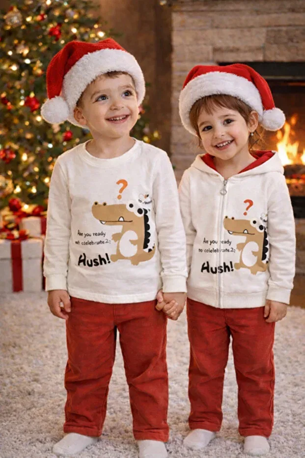 Детский спортивный костюм с принтом Dinosaur patterned bottom baby tracksuit Naile Collection, Red — фото 4