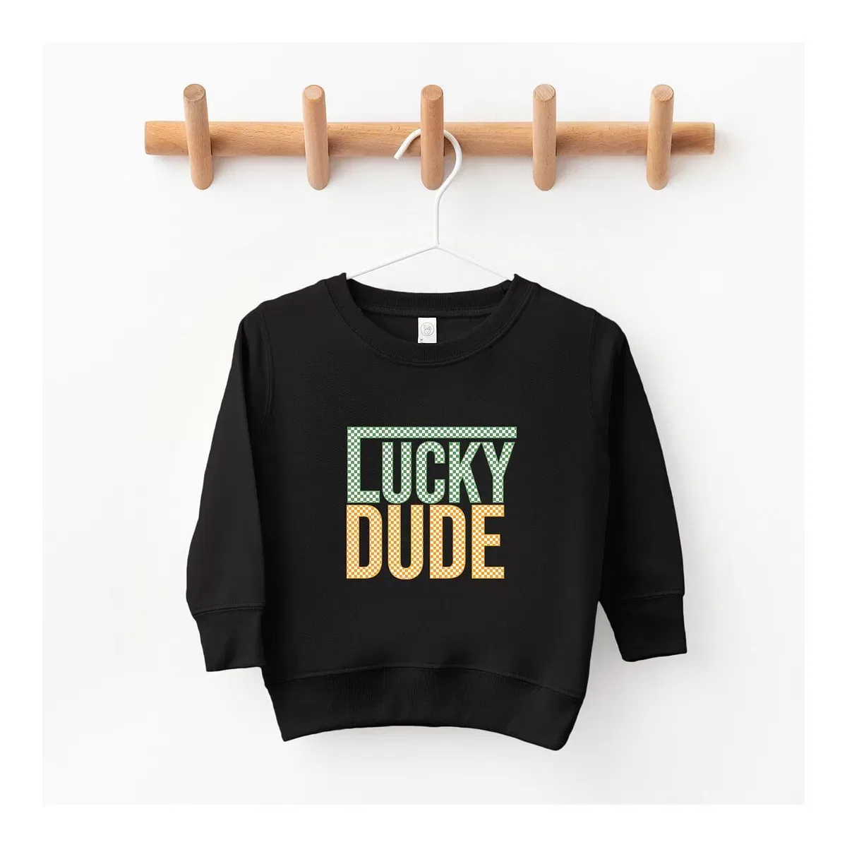 Детский свитшот для мальчиков с принтом Block Checkered Lucky Dude The Juniper Shop, Black