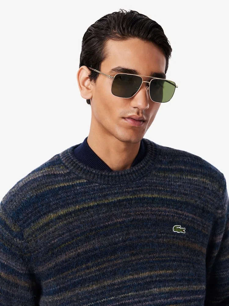 Пуловер мужской Lacoste с полосками, круглый вырез, шерсть/альпака — фото 2