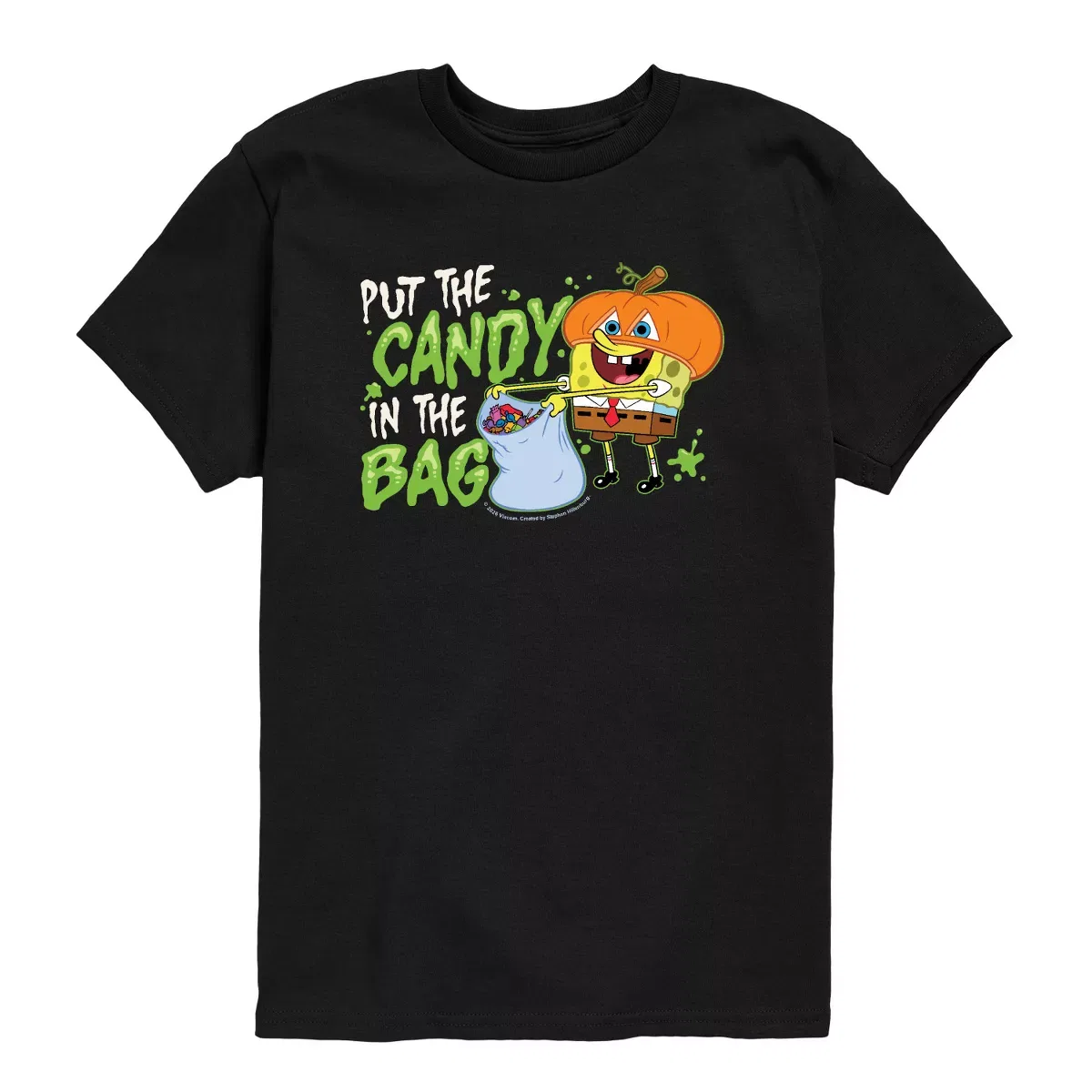 Детская футболка с коротким рукавом с принтом Candy In The Bag SpongeBob SquarePants, Heather Charcoal