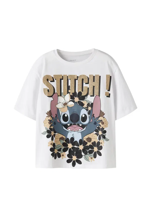 Футболка с принтом Animals Nkfjyna stitch ss nreg top box noos wdi Name It, Bright White, белый — фото 3