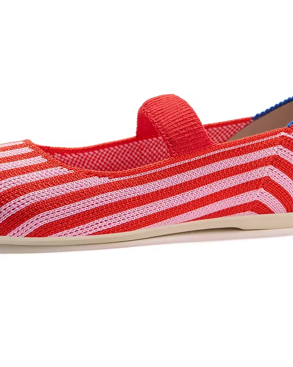 Детские балетки для девочек с принтом The Kids Mary Janes Rothy's, Cherry Stripe — фото 3